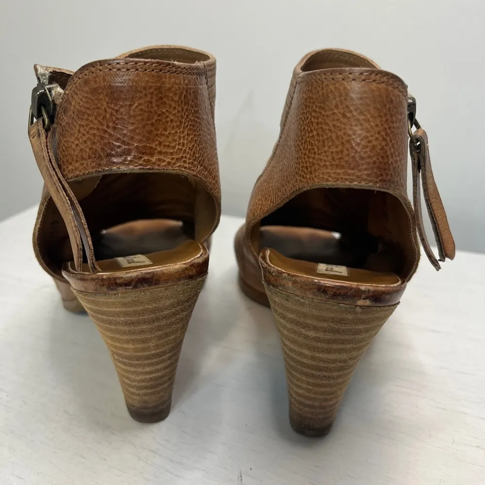Paul Green Cayanne Peep Toe Nougat Leather Sandal Size 5.5 - Image 4