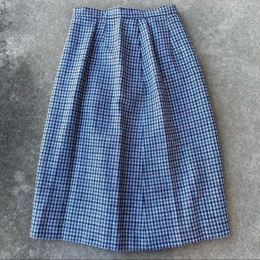 Orvis Vintage Wool Plaid Houndstooth Skirt - Image 7
