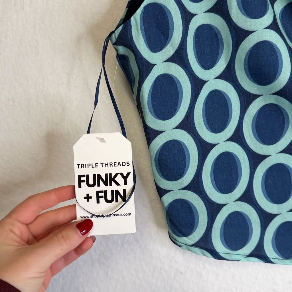 NWT Triple Threads Blue Multi Asymmetric Tie Top - Image 4