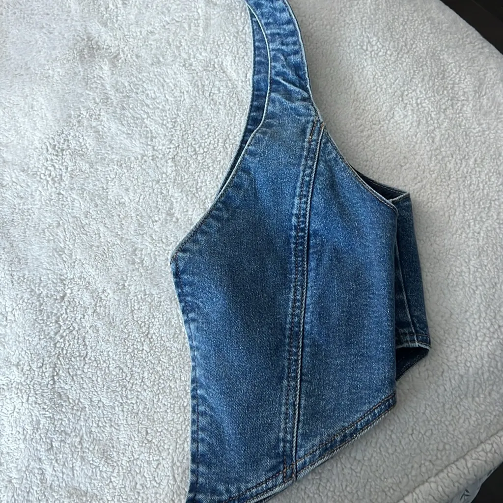 PacSun  Blue Denim Crop Top - Image 3