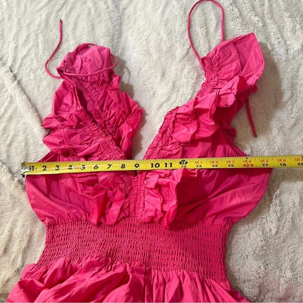 House of Harlow 1960 Size S Pink Ruffle V-Neck Maxi Dress Girly Feminine TeaTime - Image 10