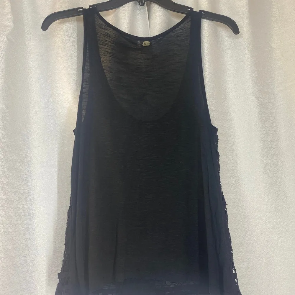 Roxy Black Sleeveless Lace Tank Top metal studs women sz XS - Image 4