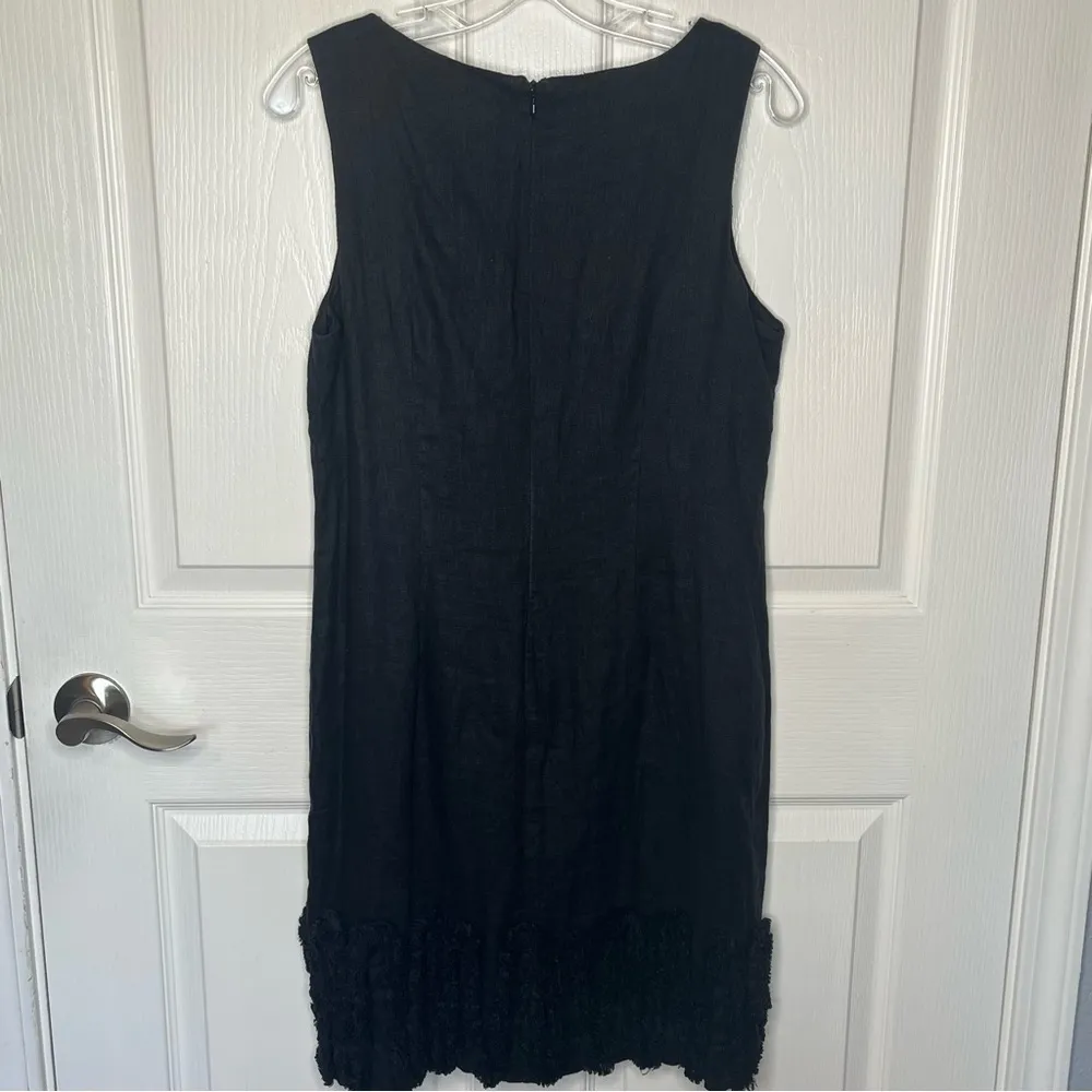 Taylor Sz 10 Black Linen Sleeveless Dress Textured BottomTrim - Image 6