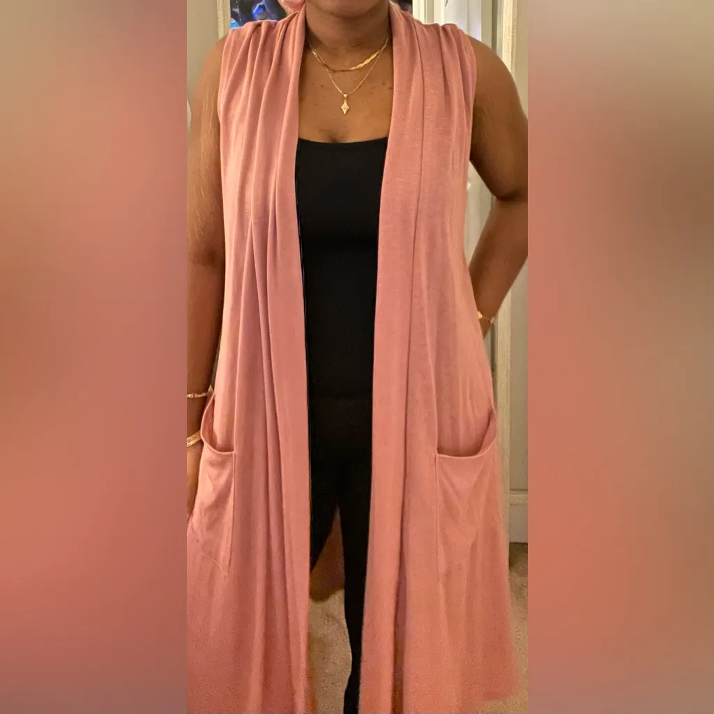 Pink Sleeveless Cardigan Size M - Image 2