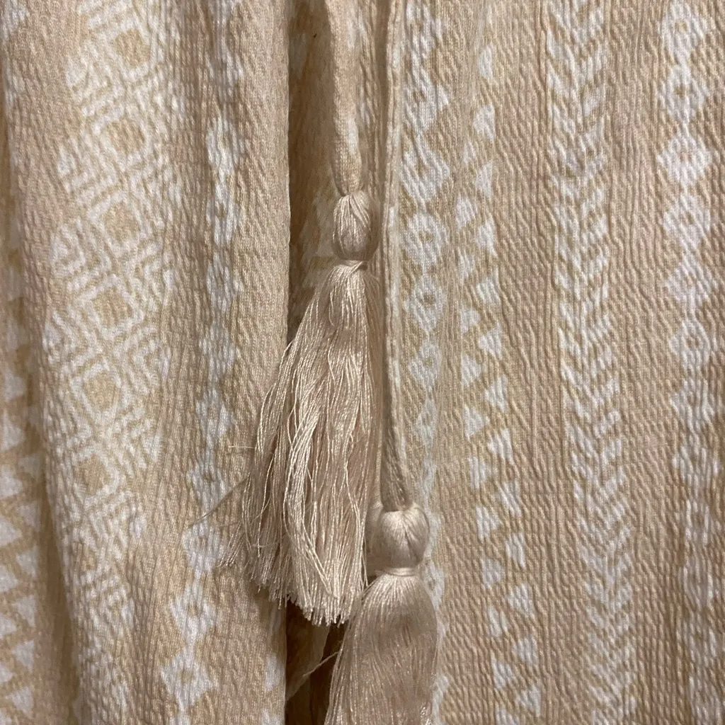 Belle By Susan Graver Womens Pull On Capri Pants M MT Beige White Boho Print - Image 3