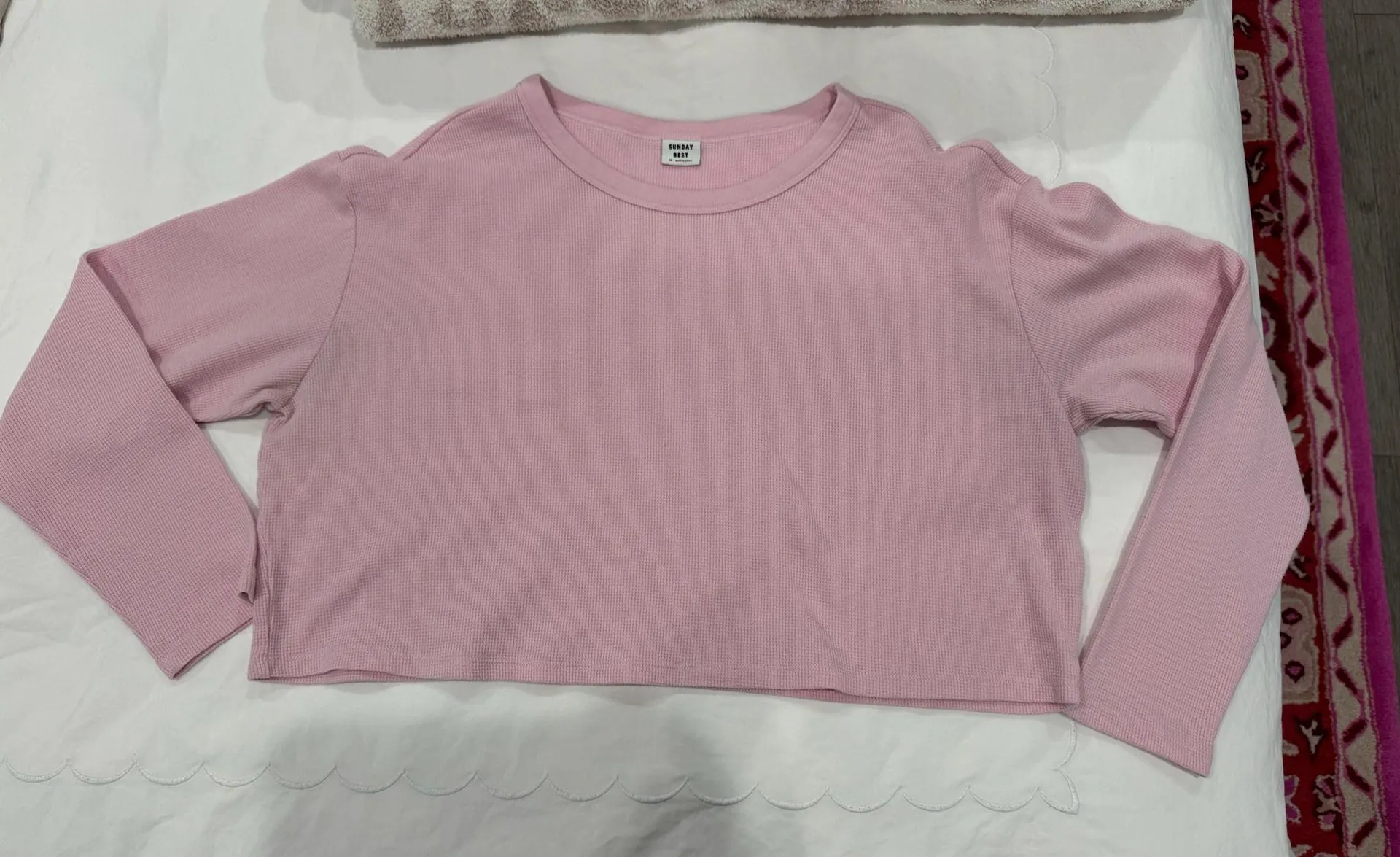 Long Sleeve Pink Crop Shirt - Image 2