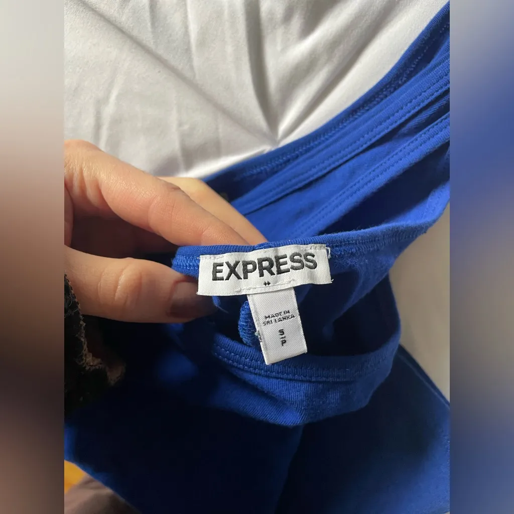 Express Royal Blue Peplum Tank Top - Image 4