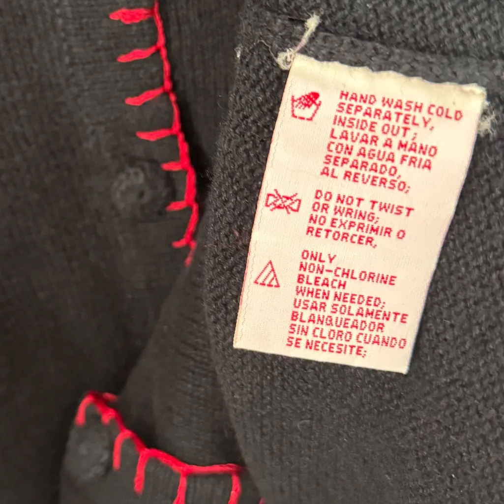 Vintage Basic Editions Christmas Sweater Women’s XL Black Embroidered Trees - Image 5