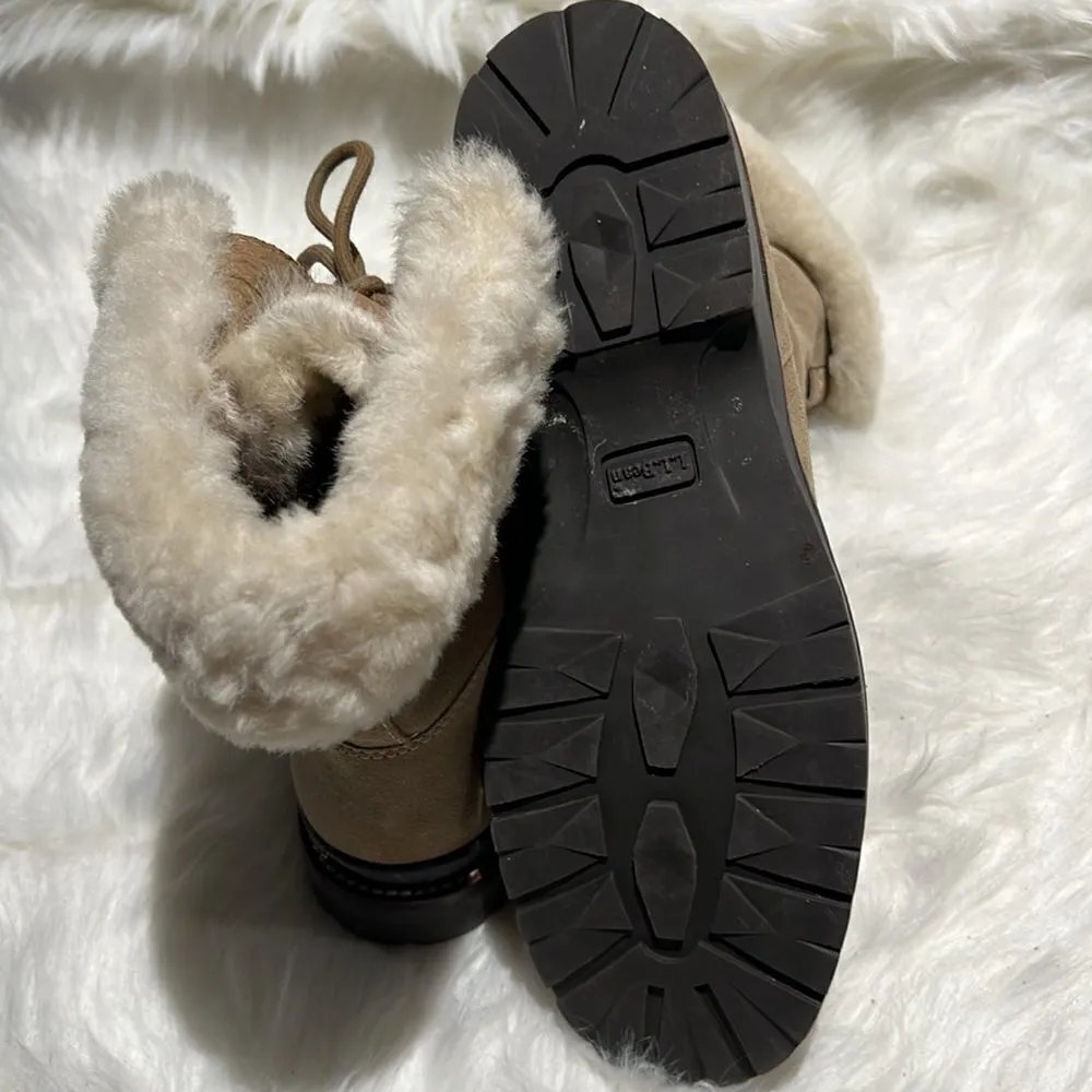 L.L.Bean Tan Suede Shearling Boots Size 10 Fisherman Core B77 Tan - Image 10