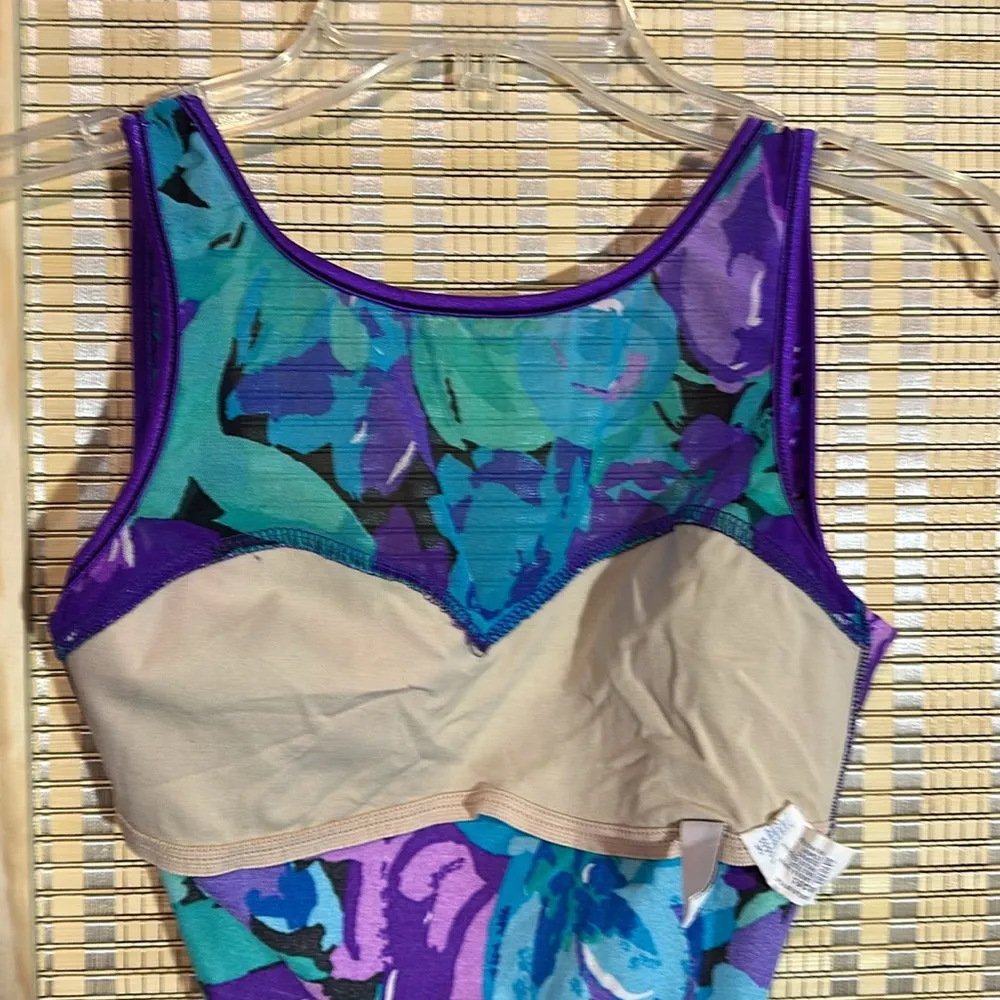 Sun Streak Vintage 1970s Blue Floral One Piece Bathing Suit Swimsuit Size 6 - Image 13