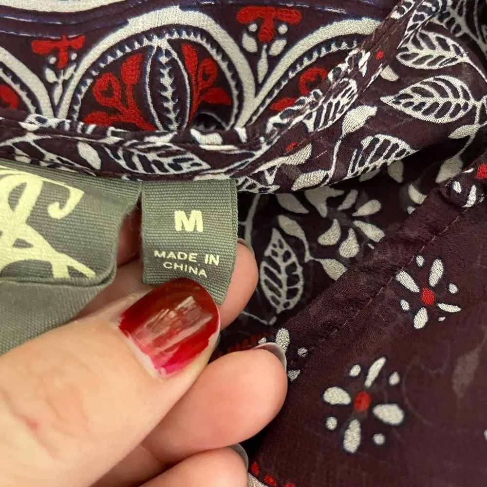 One September Vella Tunic Dress Red Medium Anthropologie Shirt Dress Boho - Image 6