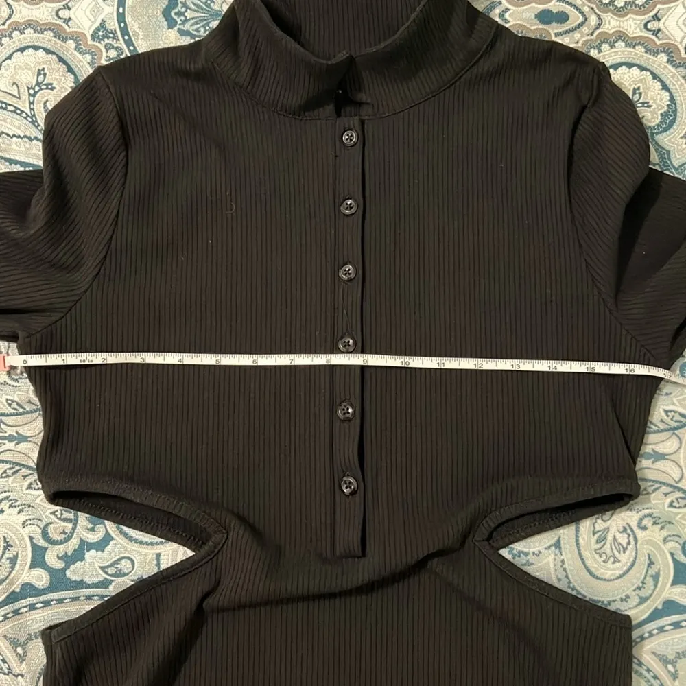 Urban Outfitters|Black Bodycon Ribbed Mini Dress w Collar & Side Cut-Out Detail• - Image 7