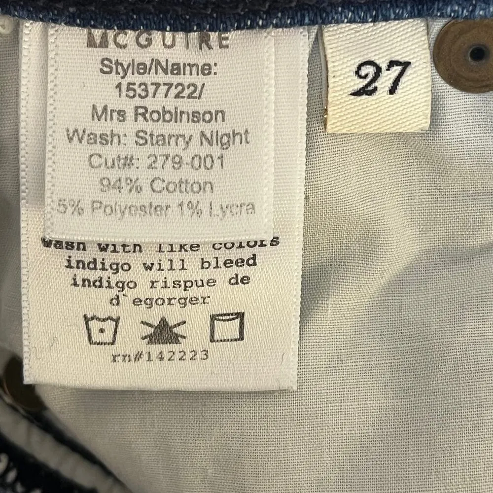 McGuire Women's Mrs. Robinson Jeans Starry Night Wash Size 27 - Image 7