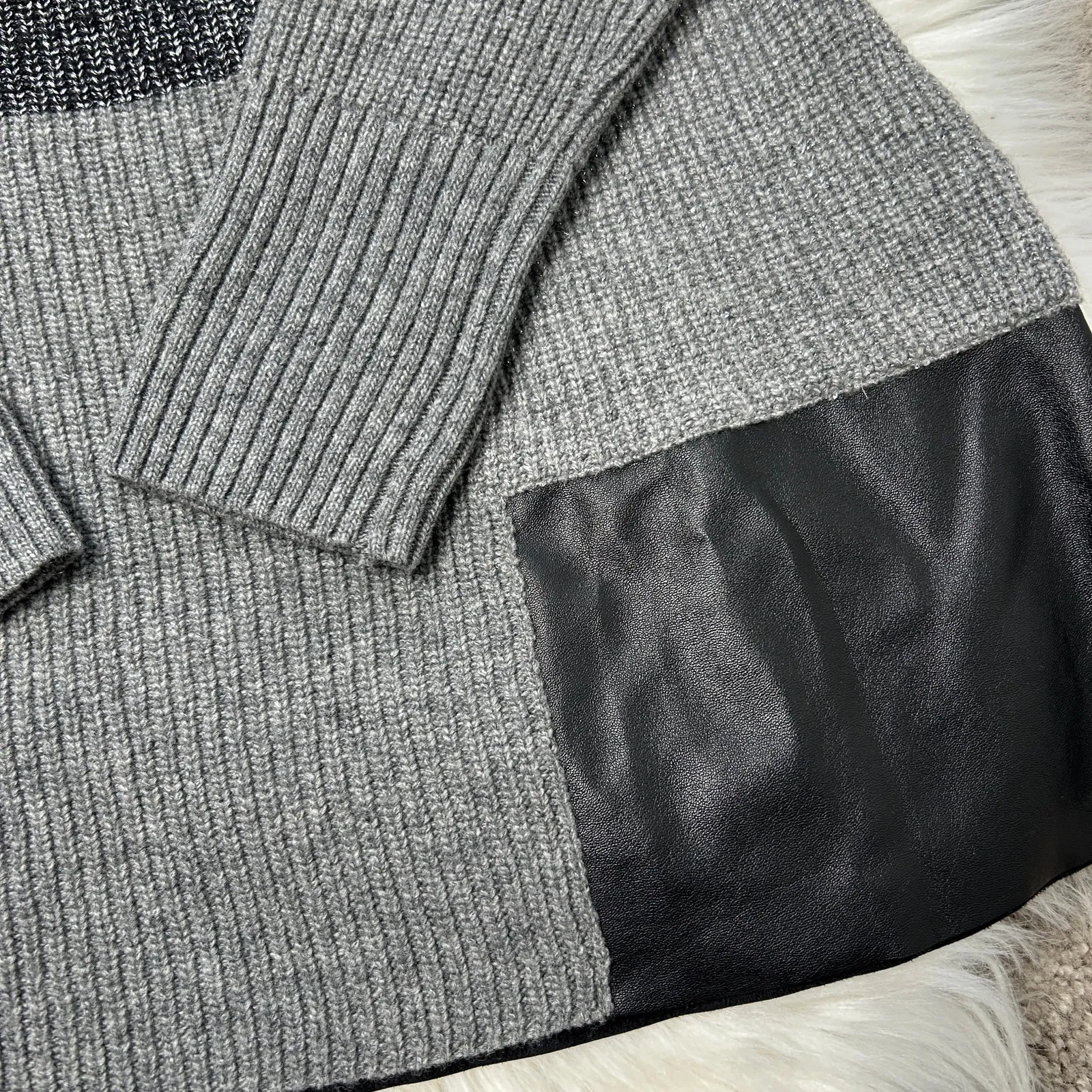 LAFAYETTE 148 Knit Sweater Womens Size Small Wool Cashmere Angora Blend Winter Gray - Image 3