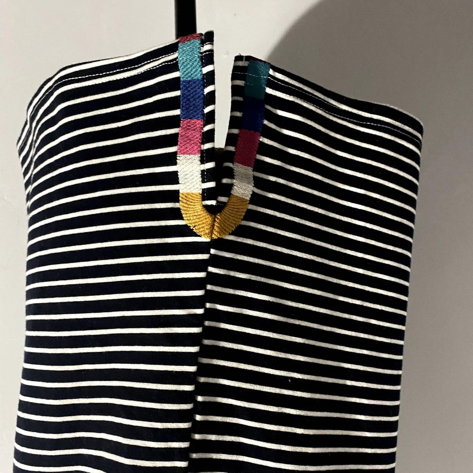 NWT Andree by Unit Fiesta Nights Tank Top Black Striped Embroidered‎ Size Small - Image 3