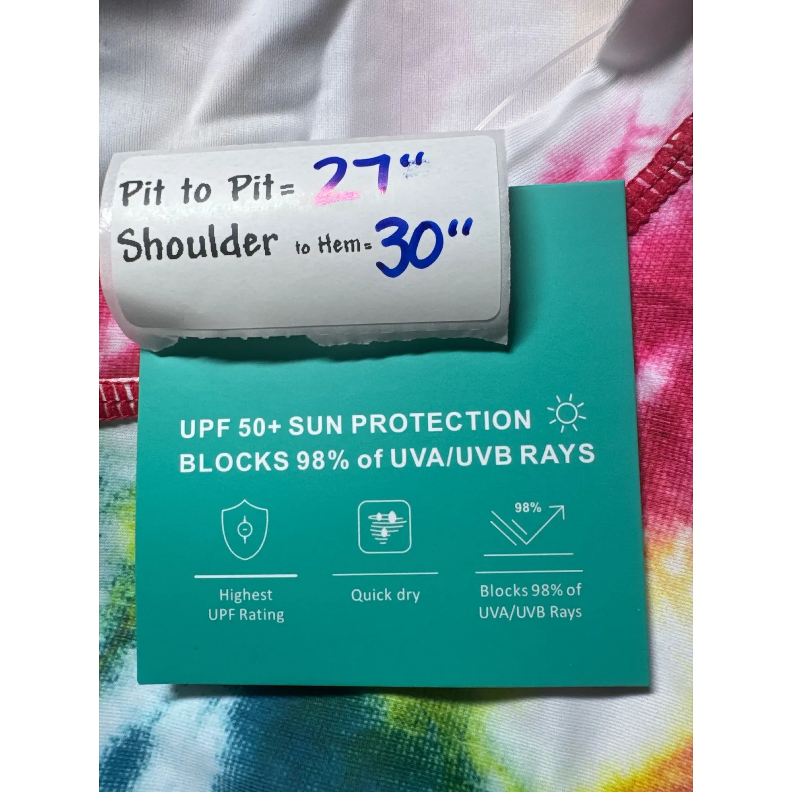 INNO Tie Dye T Shirt UPF 50+ Sun Protection Quick Dry Womens 4X White - Image 2