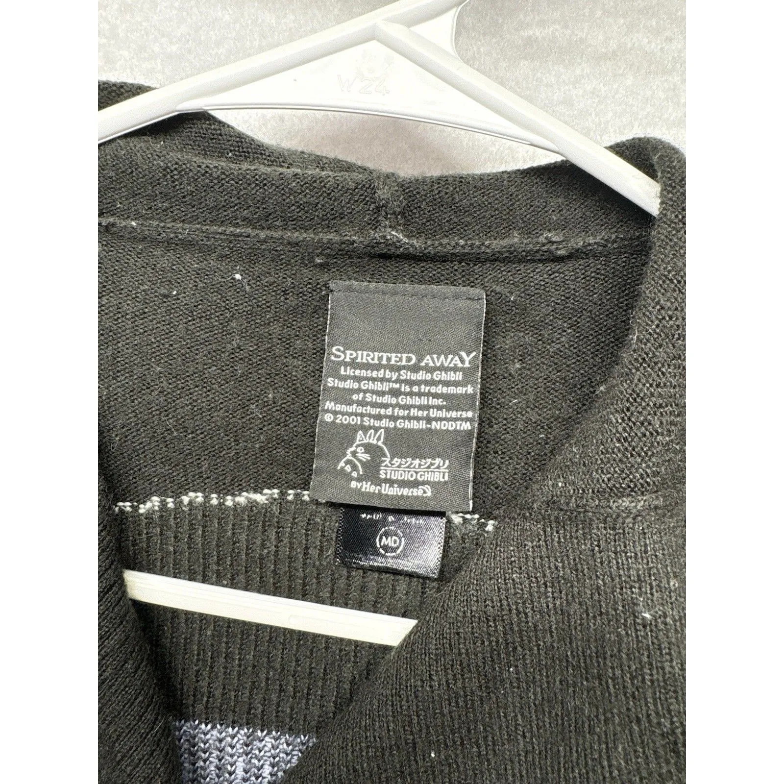 Studio Ghibli Spirited Away No Face Hooded Open Front Cardigan Size Medium Black - Image 3