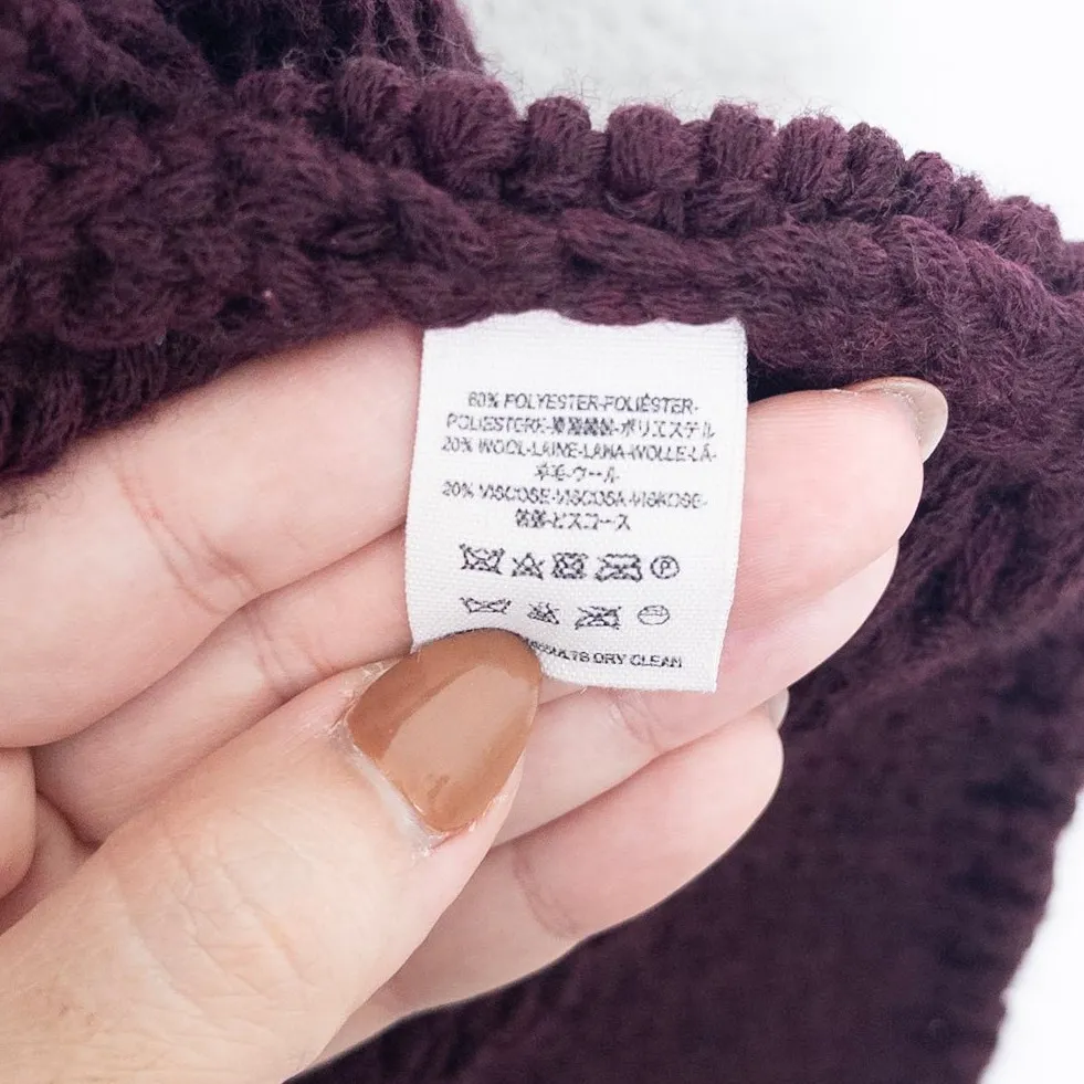 Free People Womens Cardigan Size S Burgundy Heavy Knit‎ Open Front  Boho Grunge - Image 5