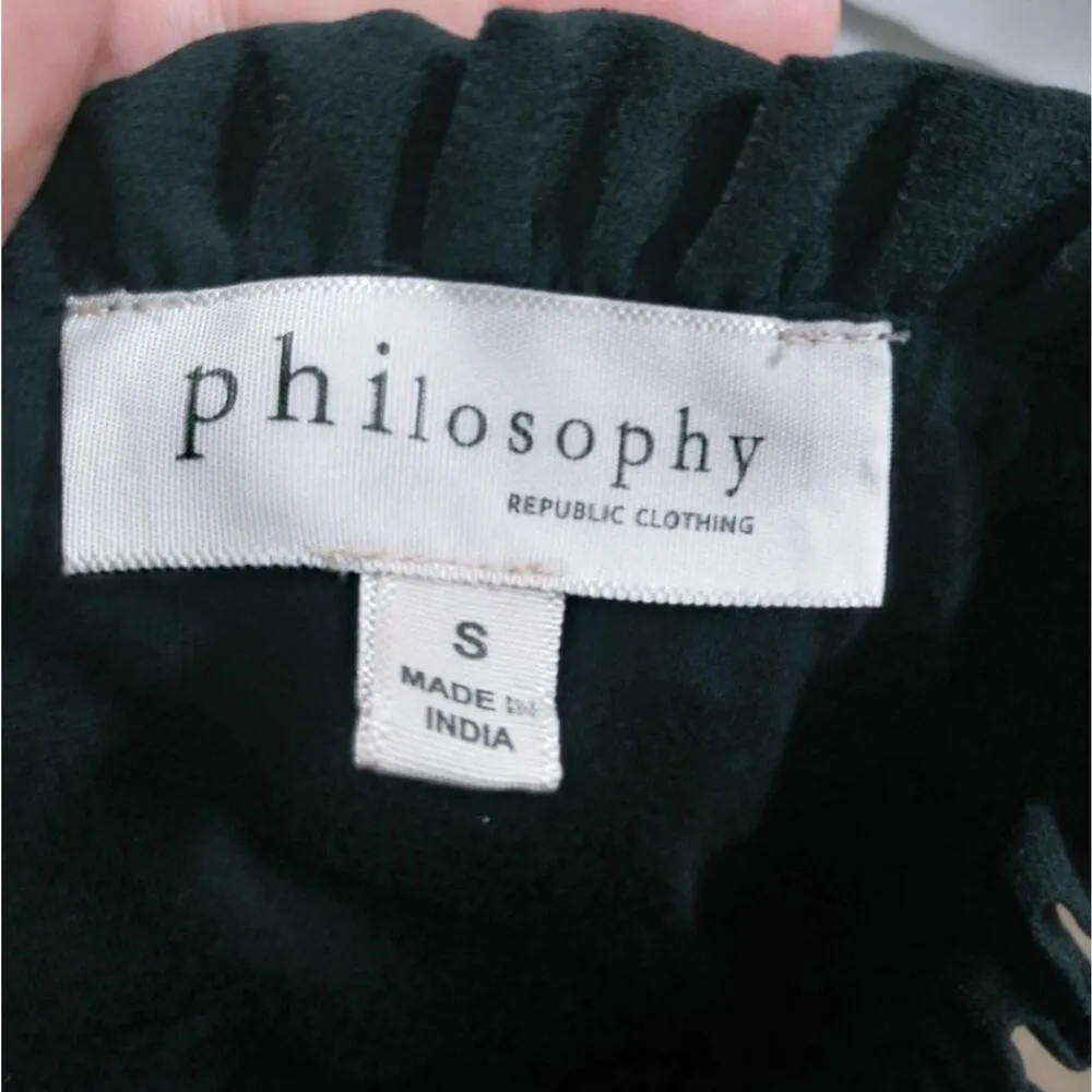 Philosophy Black Embroidered Bell Sleeve Boho Western Festival Dress Size S - Image 9