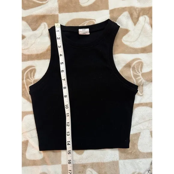 Destined Black Ribbed Cropped Tank‎ Top Small - Image 5