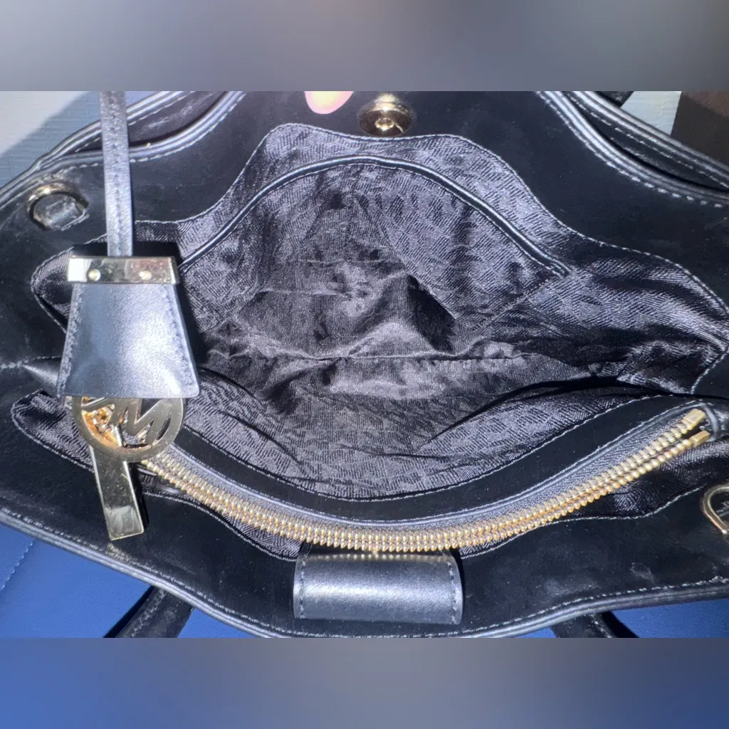 Michael Kors Black Quilted Leather Satchel Tote Bag - Image 10