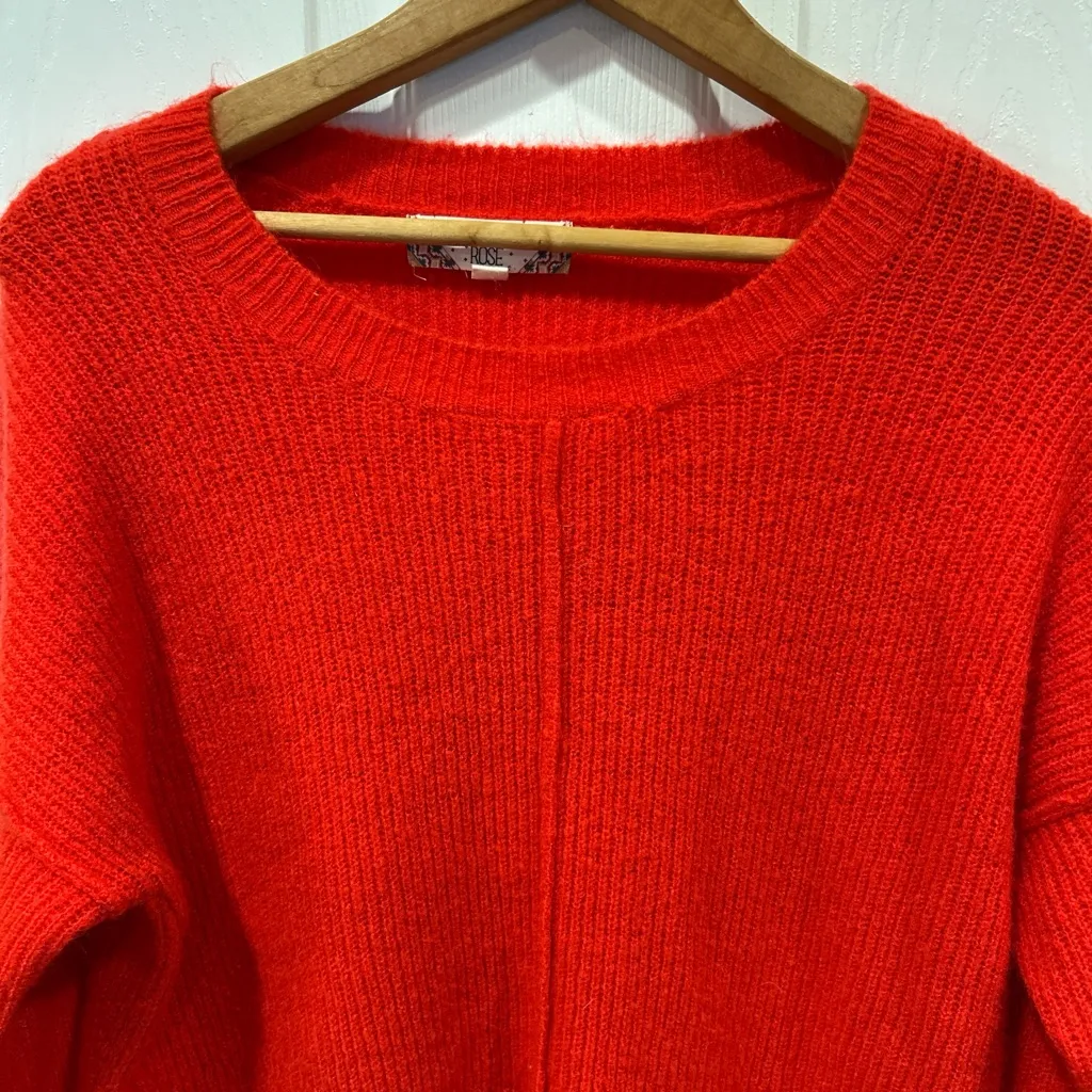 Pink Rose Vibrant Red Crew Neck Sweater - Image 2