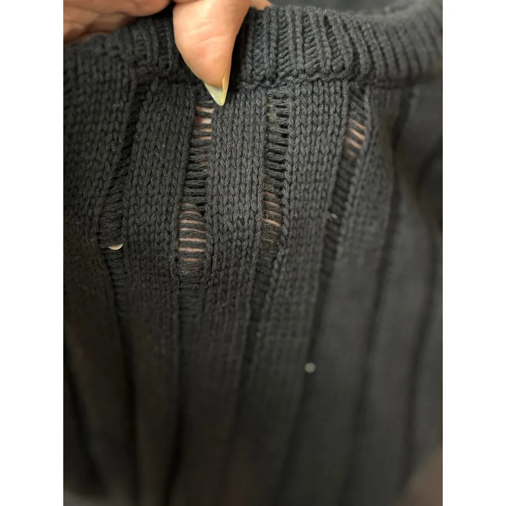 DISSH Ada Midi in Black Long Sleeve Stretch Ribbed Knit Stretch Dress XL - Image 10