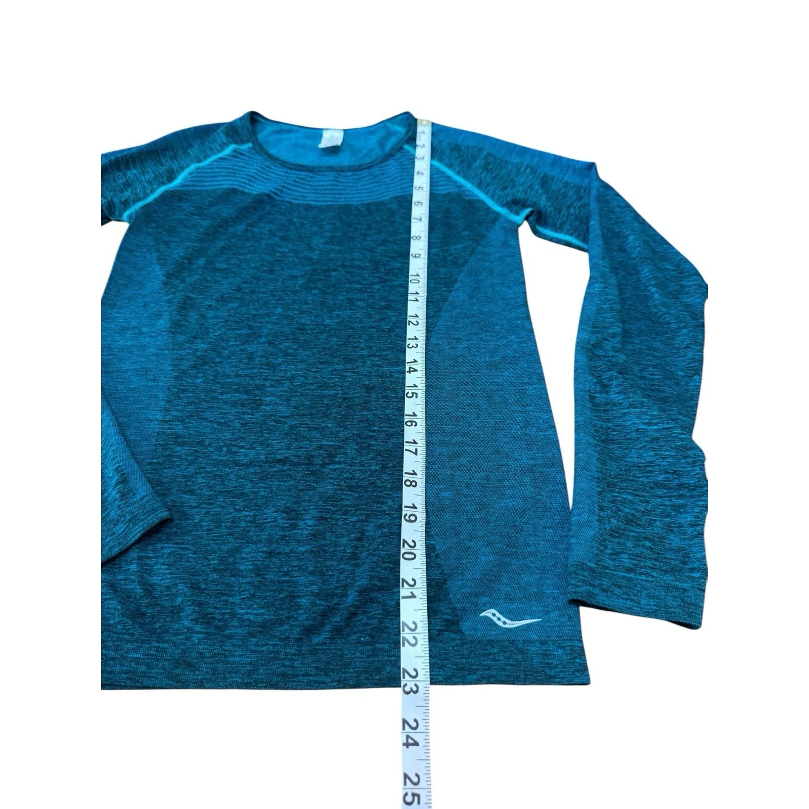 Saucony Womens Long Sleeve‎ Running Top Thumbholes Teal Blue Size S - Image 6