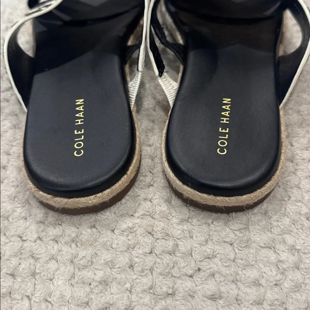 COLE HAAN Florens Woven Slide Sandals Flats Lfur zebra black white 7.5 - Image 6