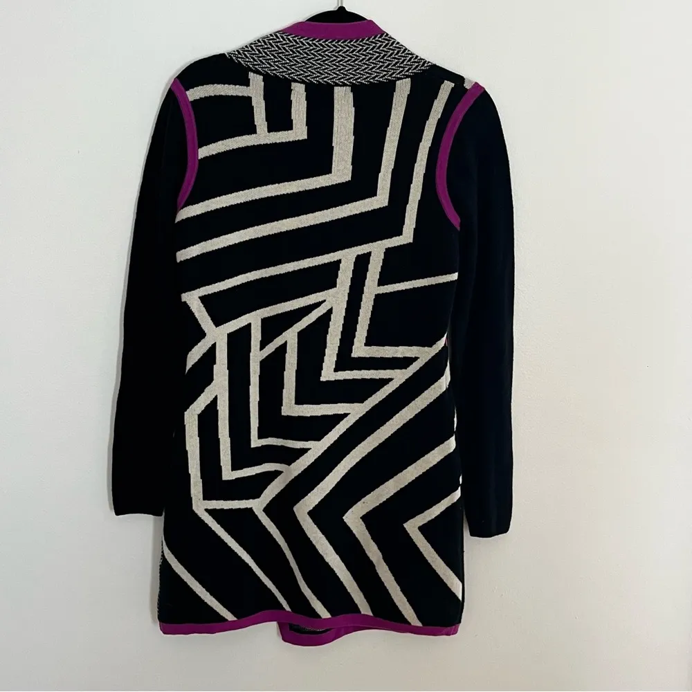 Title Nine Brazen Tunic Sweater Dress Merino Wool Size Small Black White Purple - Image 9