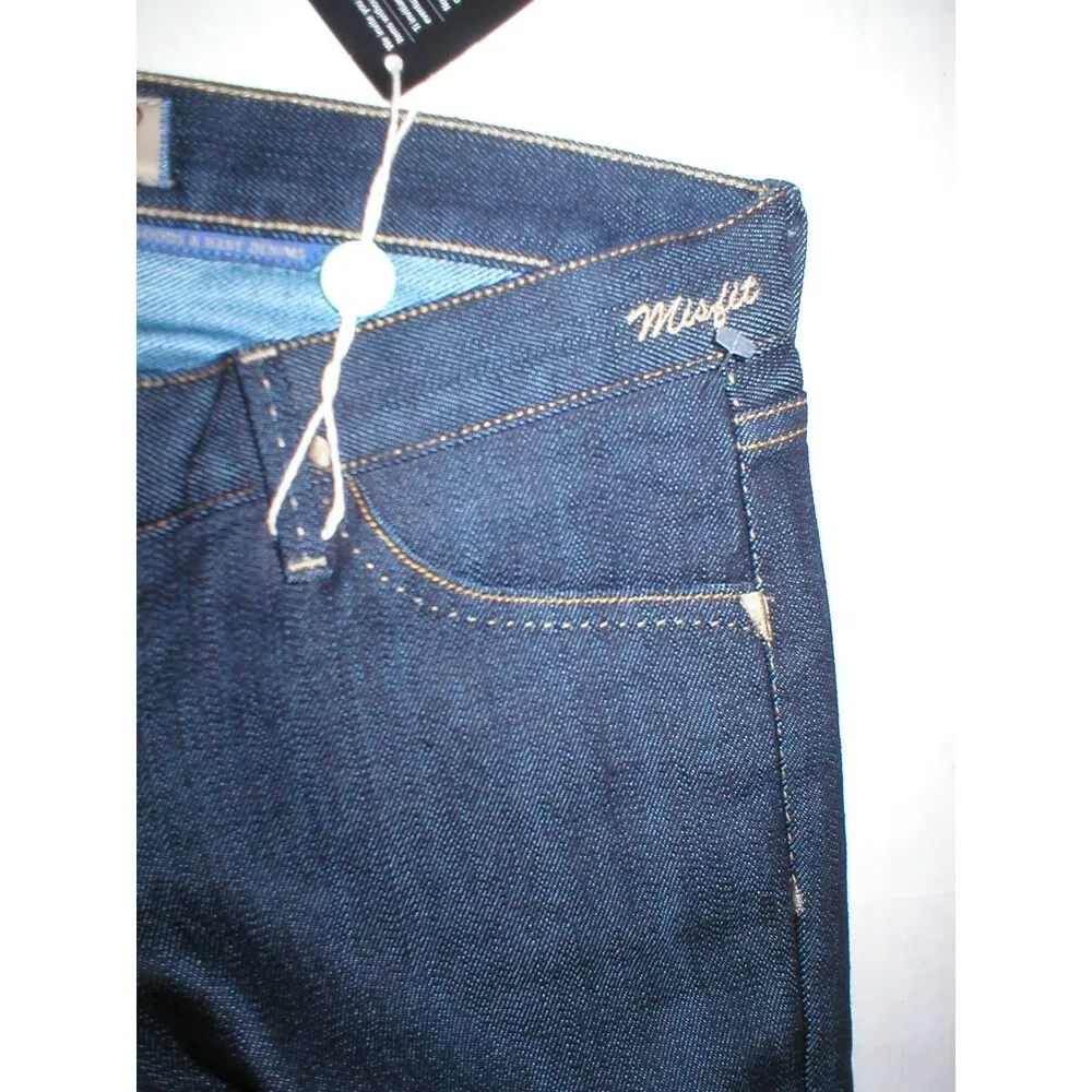 New Womens NWT $295 Designer GoldSign Jeans Dark Misfit 25 Slim USA Tall 35 Blue - Image 4