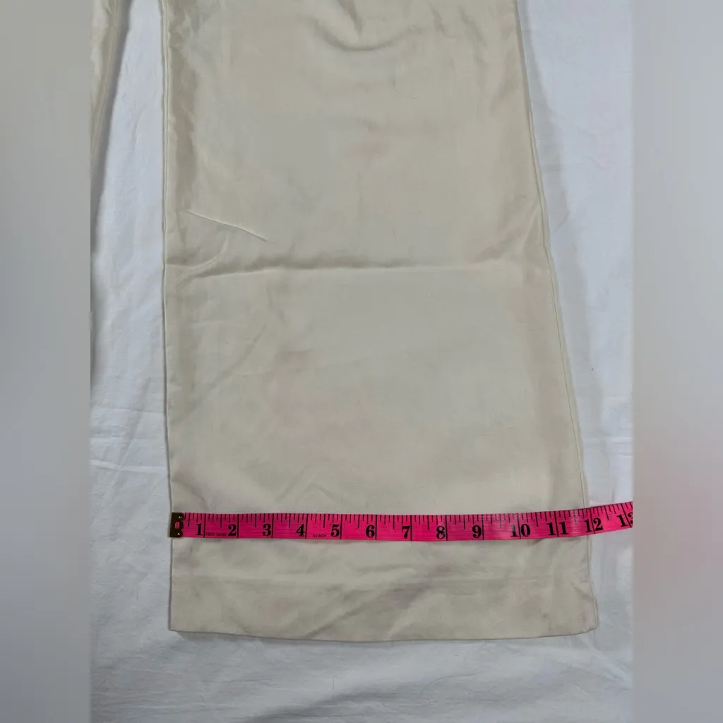 Zara High Waisted Wide Leg Cream Lyocell Trousers Pants XL - Image 12