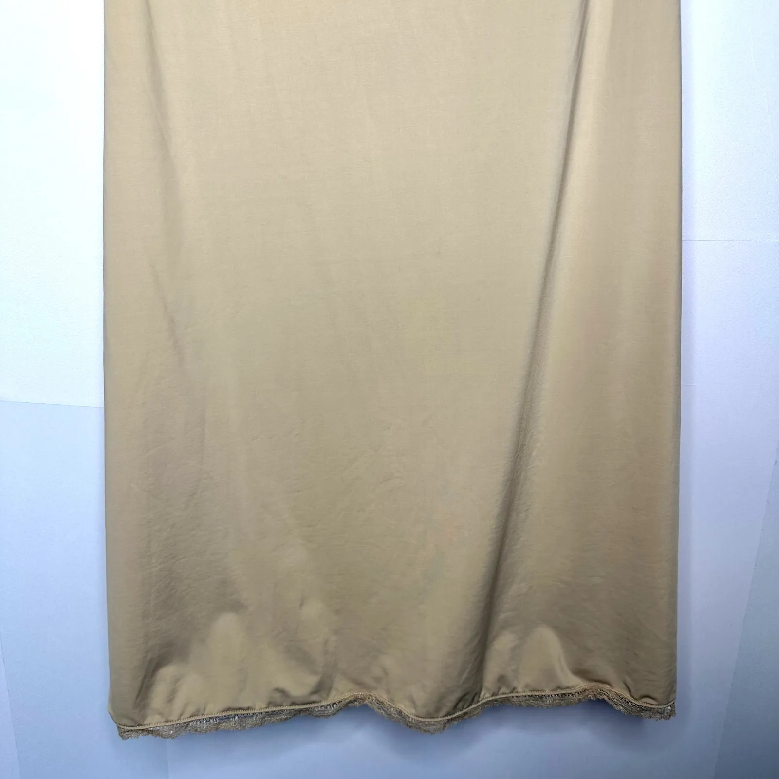 NATORI Nude Soft‎ Stretchy Chemise Lace Trim Slip Dress Women's Small - Image 3