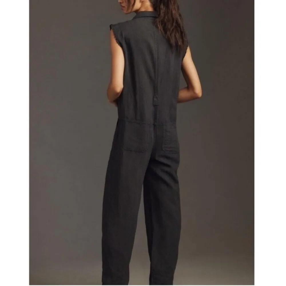 Anthropologie Pilcro Mechanic Sleeveless Linen Jumpsuit - Size M‎ - Black - NWOT - Image 3