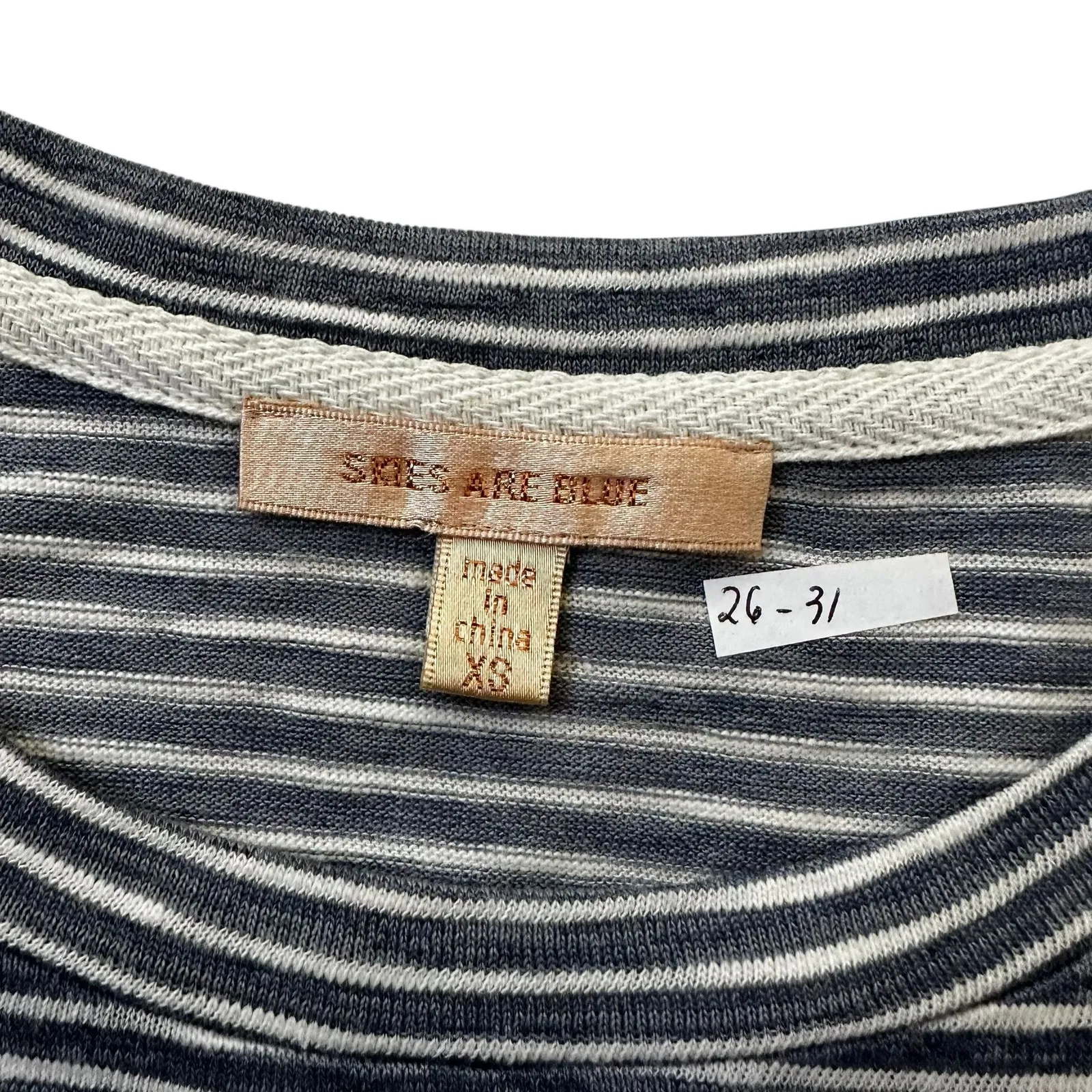 Skies Are Blue Blue/White Striped Long Sleeves Women's Shirt Size XS | 26-31 - Image 3