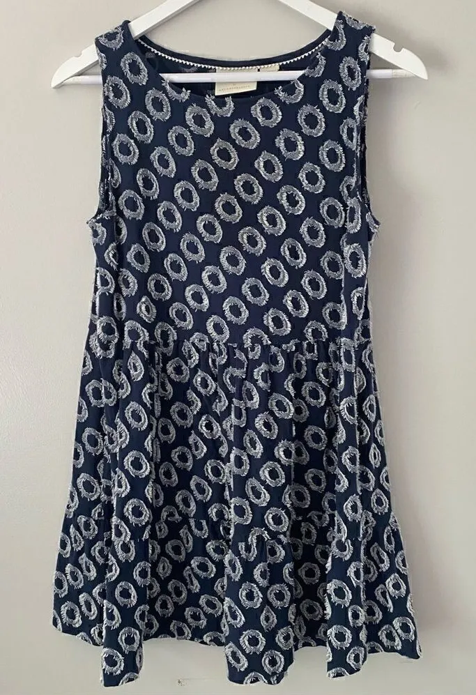 Maeve by Anthropologie Blue & White Geometric Shift Dress – XS – Babydoll Vibe - Image 1