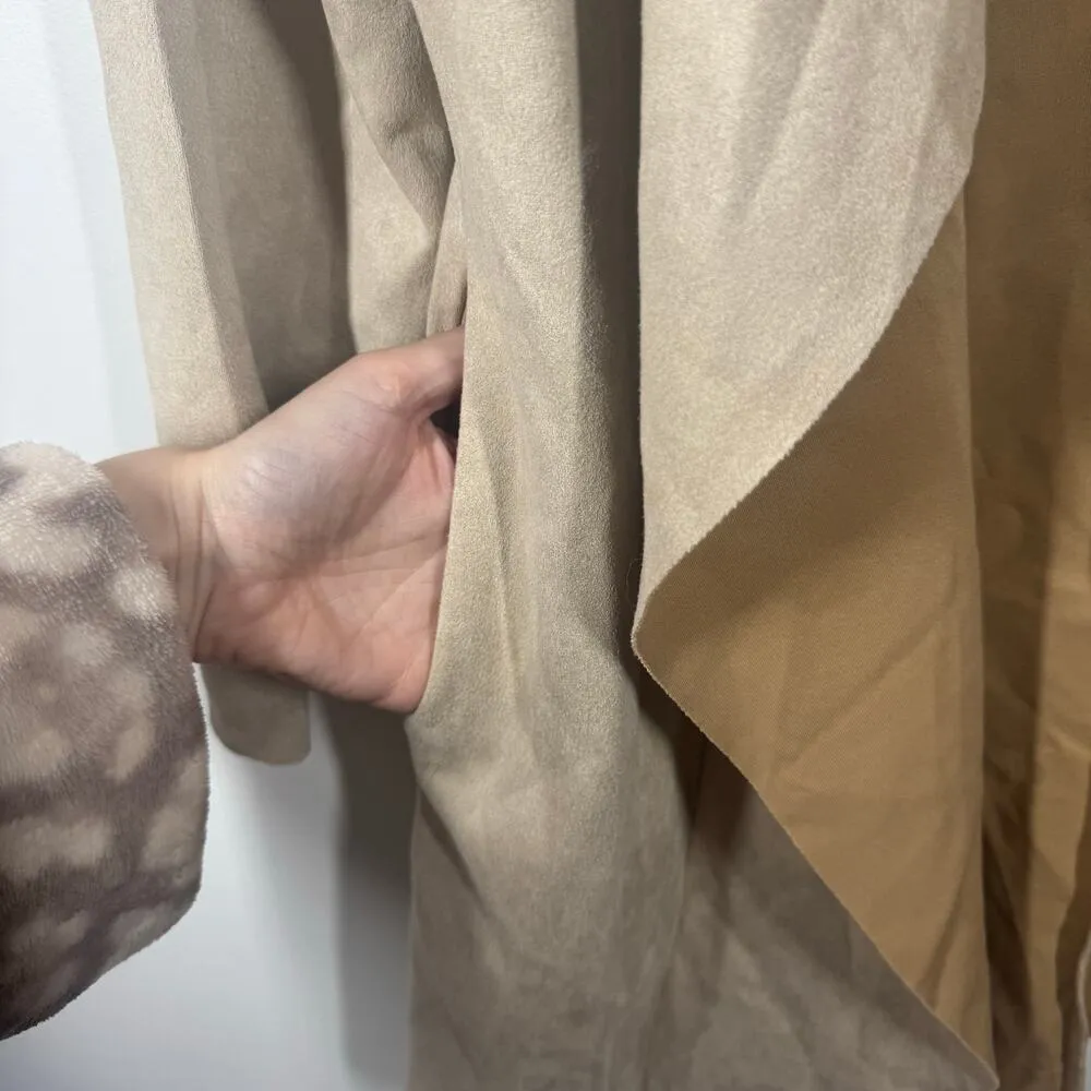 K'aktus Cardigan Women Size M Cream Light Weight Faux Suede Spring Pocket Coat Size M - Image 6