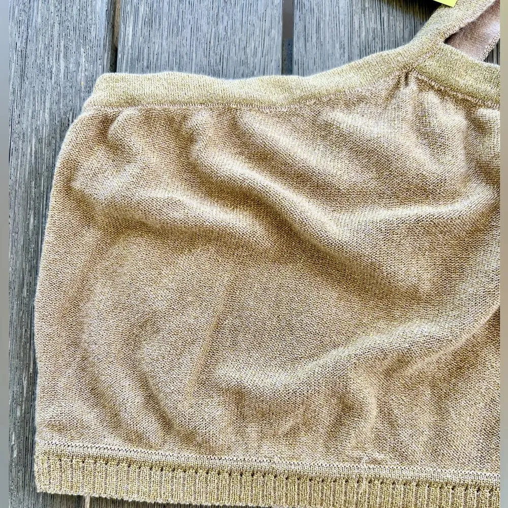 Suboo coco cami top gold knit fabric one shoulder lurex extra small Size XS - Image 5