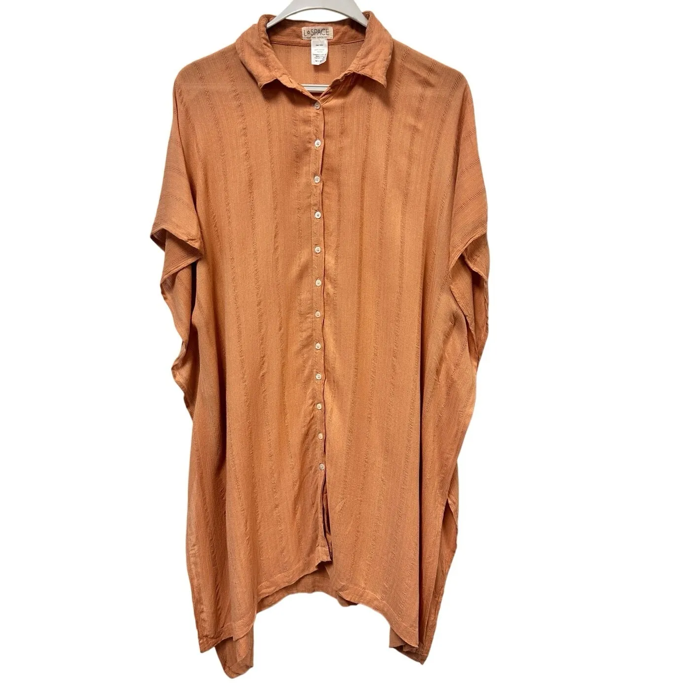 L*Space Revolve Anita Resort Wear Coastal Beachy Cover Up Toasted Orange Tan M-L - Image 3