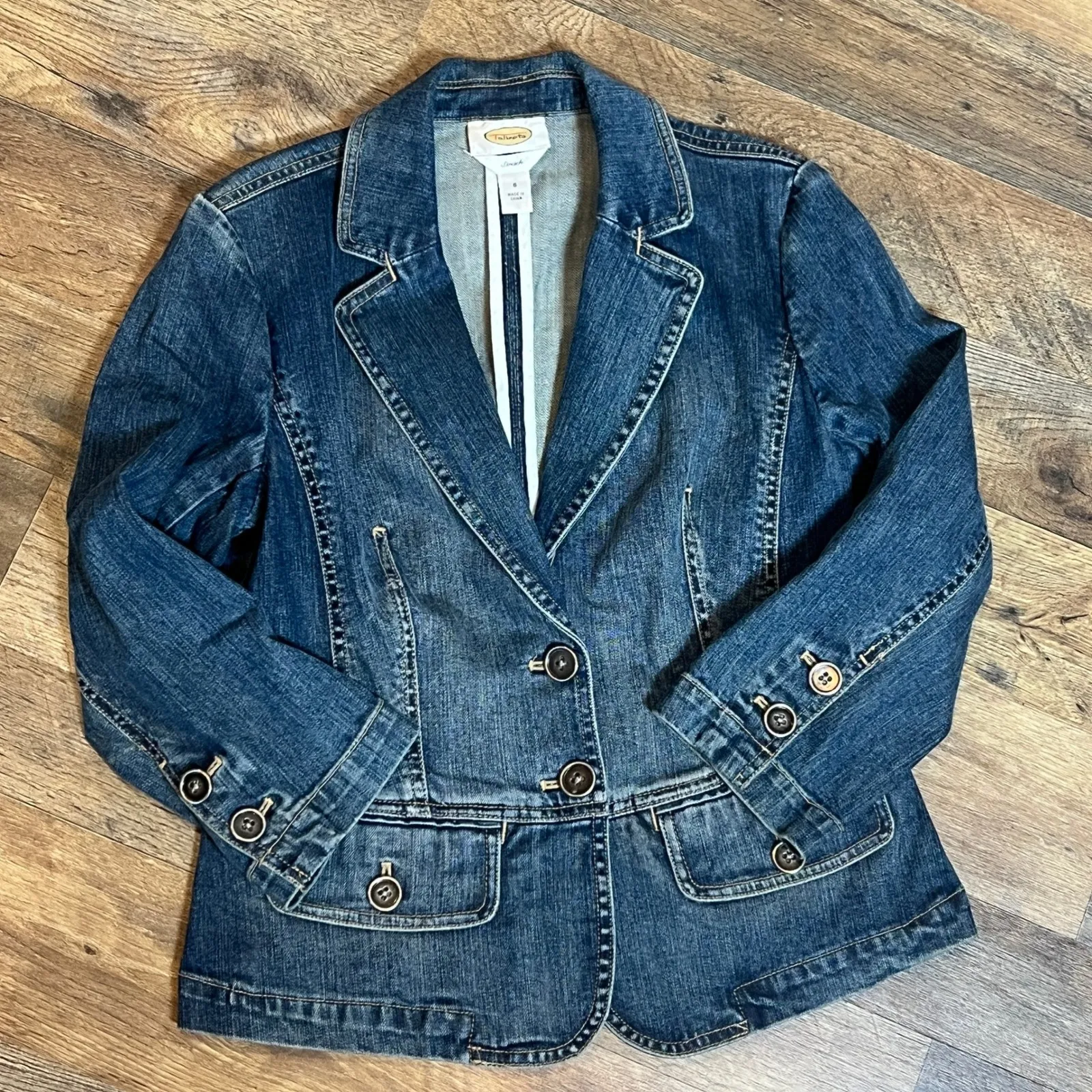 Talbots Denim Blazer Jacket Women's Size 6 Stretch - Image 4