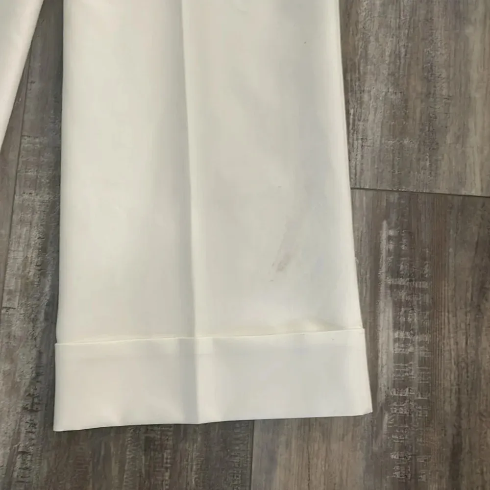 ZARA Cuffed Wide Leg Work Pants with Pockets - White - Small - Image 5