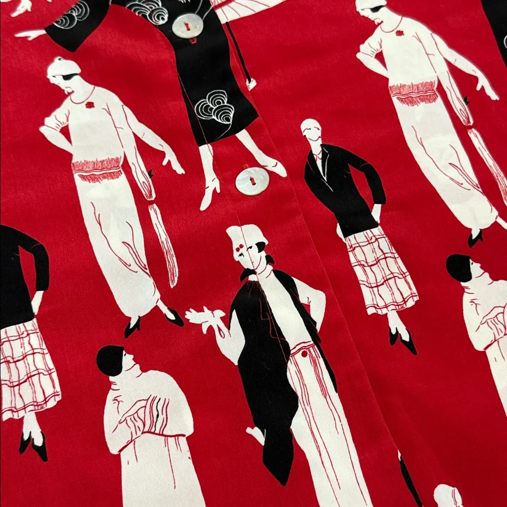 Susan Graver Red and Black Fashion Print Top - Image 6