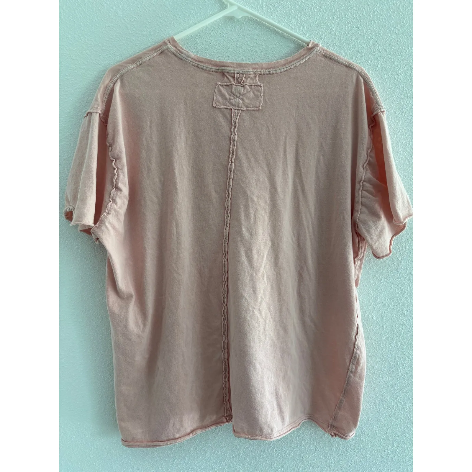 We The Free Shirt Womens XS Pink Oversized Cotton Flowy TShirt‎ Boxy Boho Sporty - Image 2