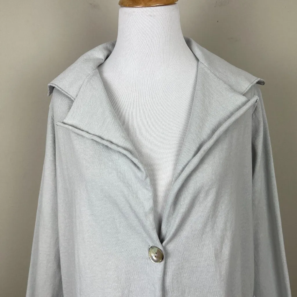 Fenini Cardigan Sweater Jacket Small Gray Button Up Cotton Relaxed Fit Lagenlook - Image 3