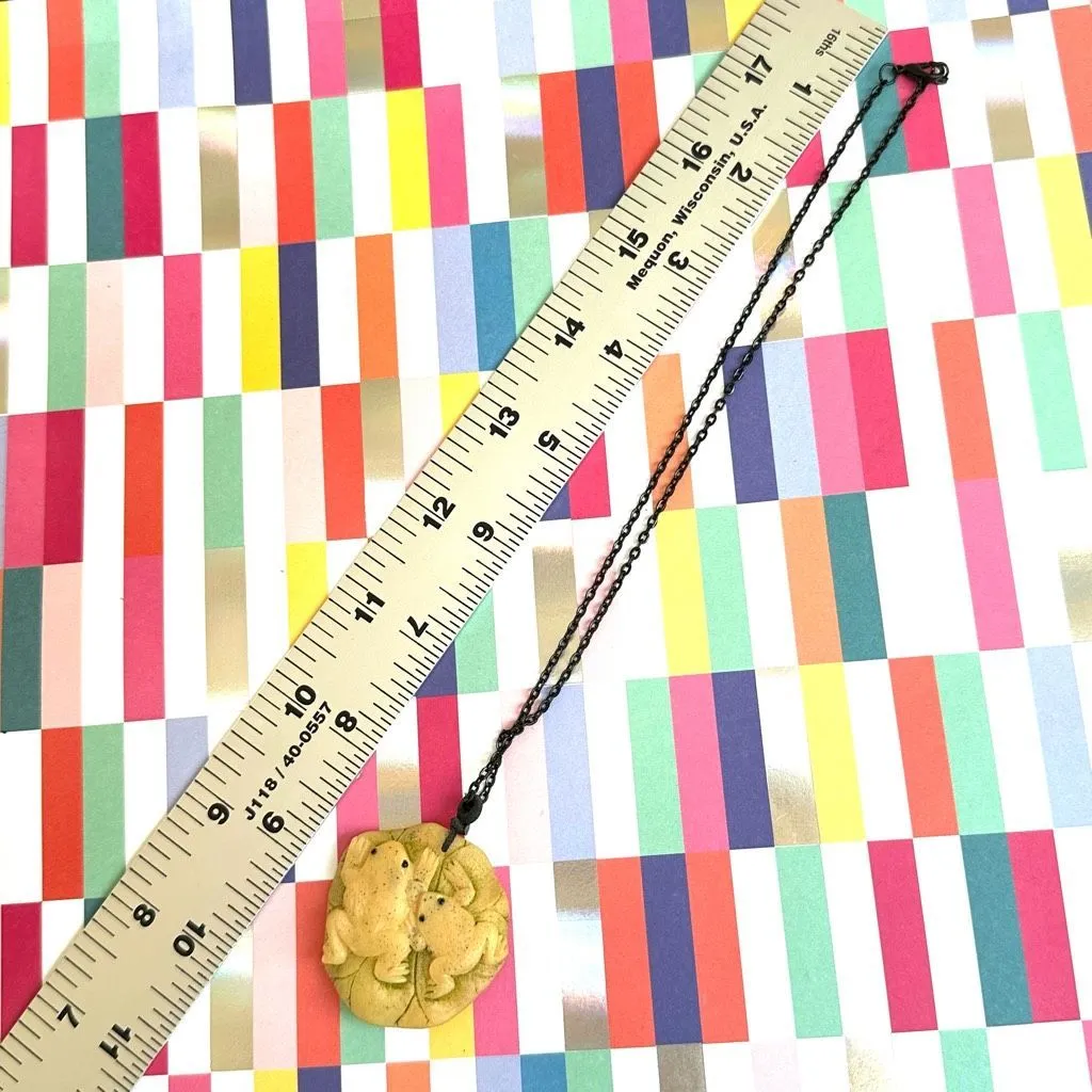 Etched Bone Frog Pendant on Lily Pad - Image 10