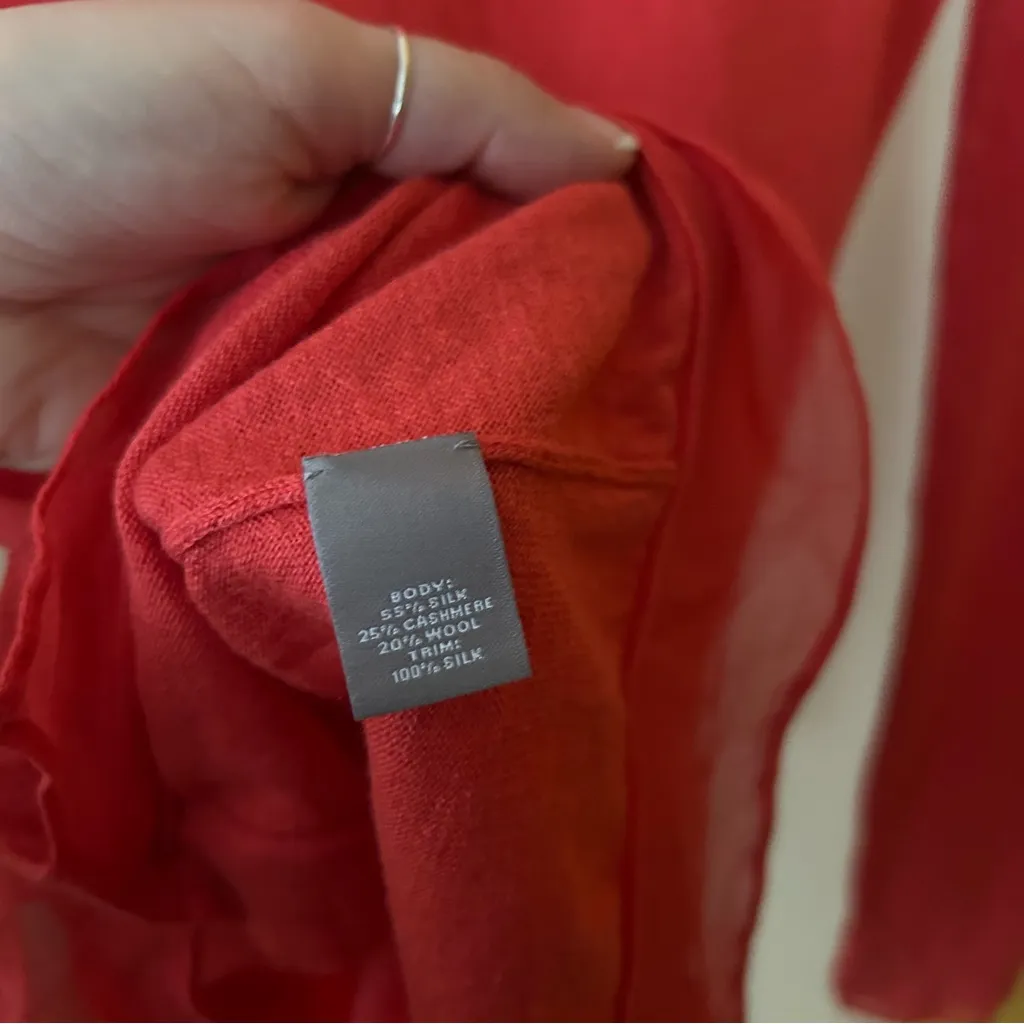 Neiman Marcus Cashmere Collection Wool Silk V-Neck Cardigan Sweater Pink Size M - Image 5