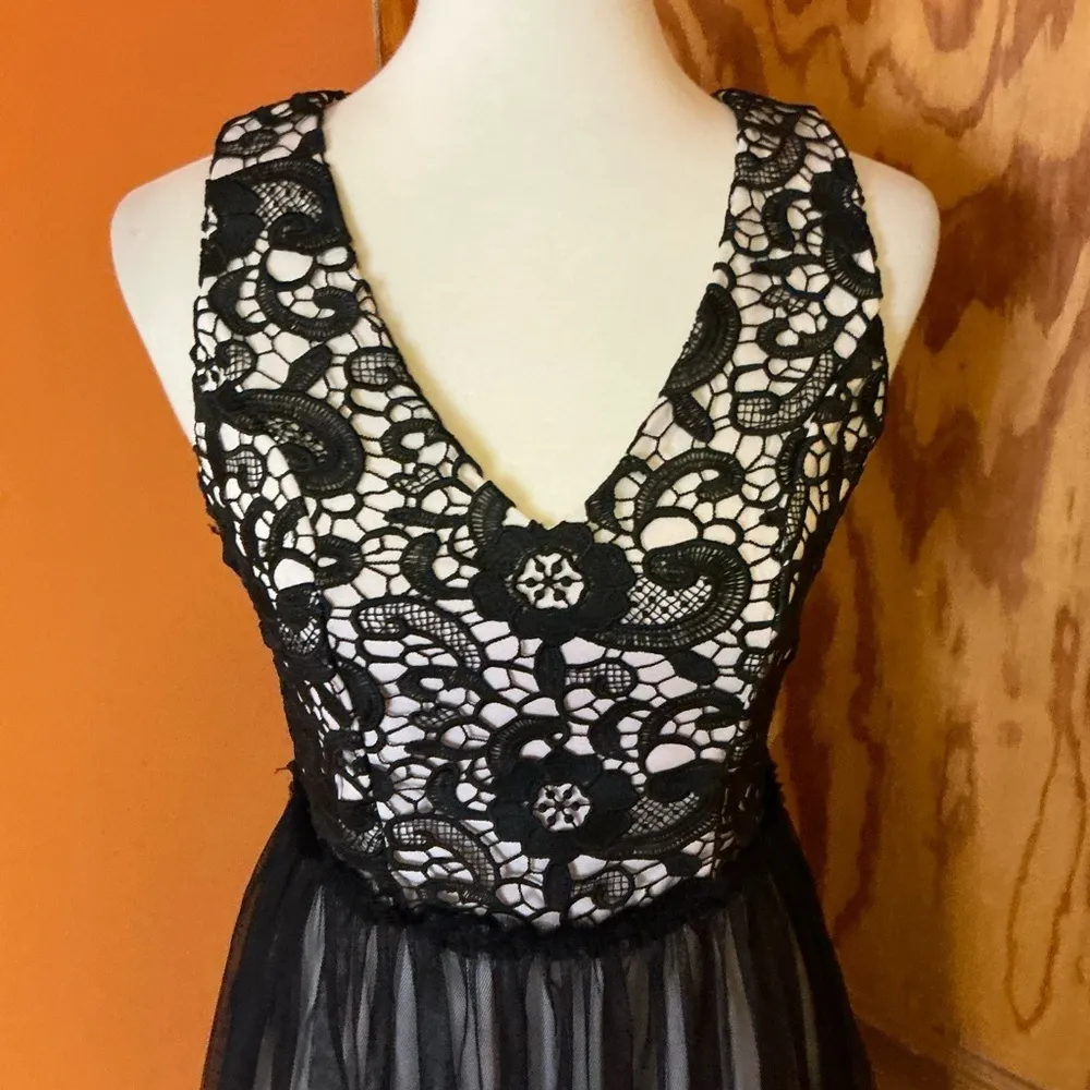 Miami Black Lace Fit & Flare Dress | Tulle Skirt Sleeveless Party Dress - Image 8