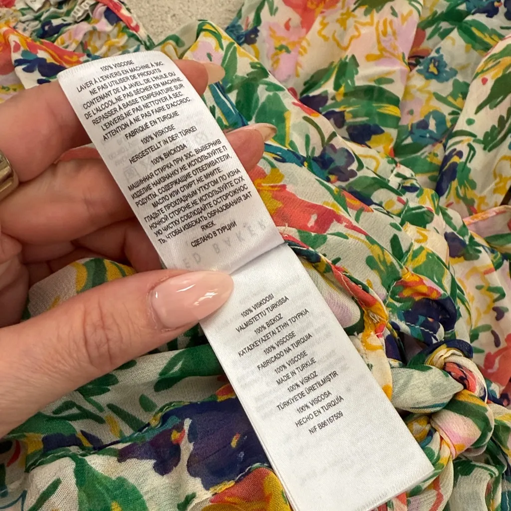 Ted Baker Kesara Floral Printed Ruffle Blouse Tie Waist Balloon Sleeves Size 6 - Image 16