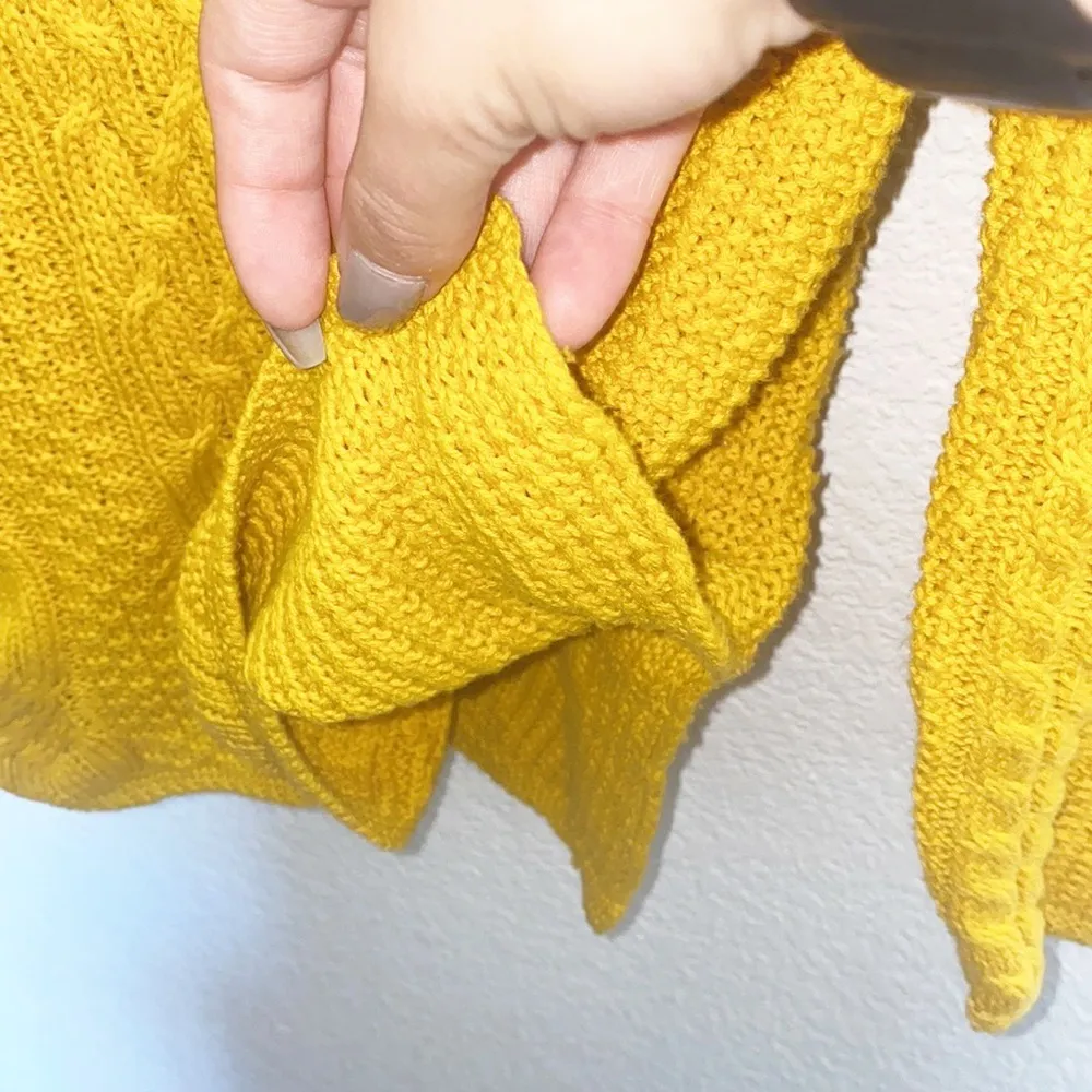 Jeanne Pierre Mustard Yellow Chunky Knit Cowl Neck Long Sleeve Cotton Sweater - Image 6