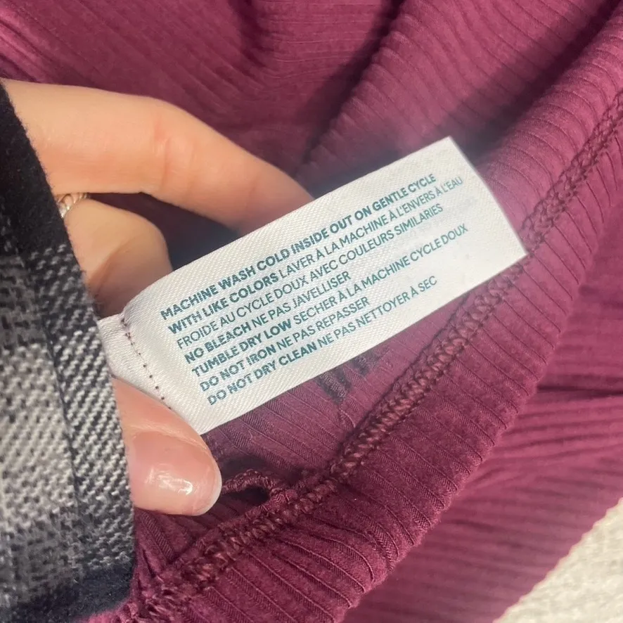 Tommy John Ribbed Pajama Top Shirt Burgundy XL Button Up Long Sleeve Relaxed Fit Purple Size undefined - Image 4